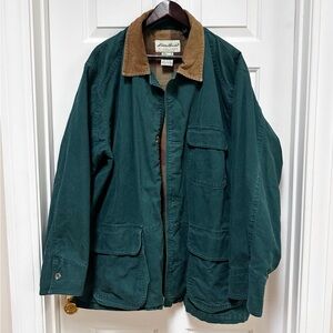 Eddie Bauer Deep Green Field Jacket with Brown Corduroy Collar